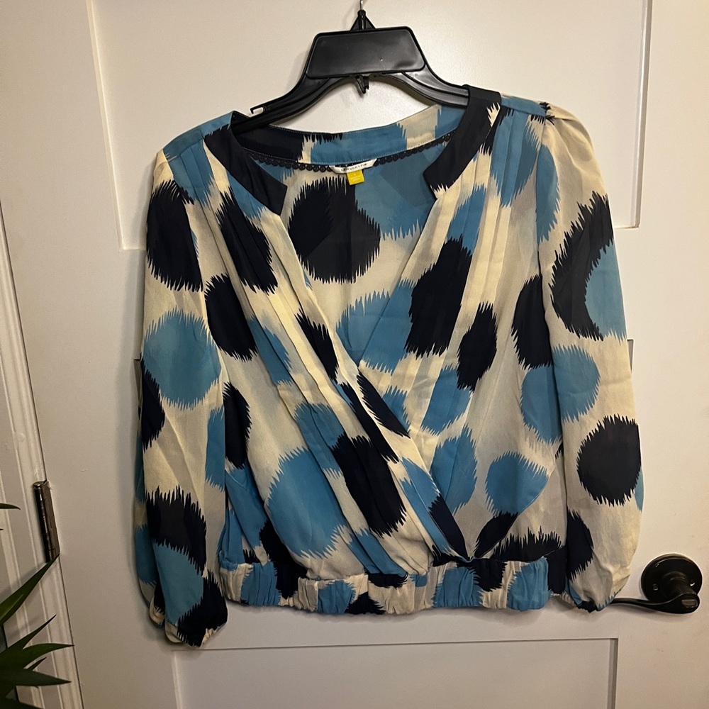 Leifsdottir blouse blue polka dots size 8